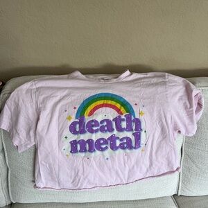 Death Metal Print Cropped Tee